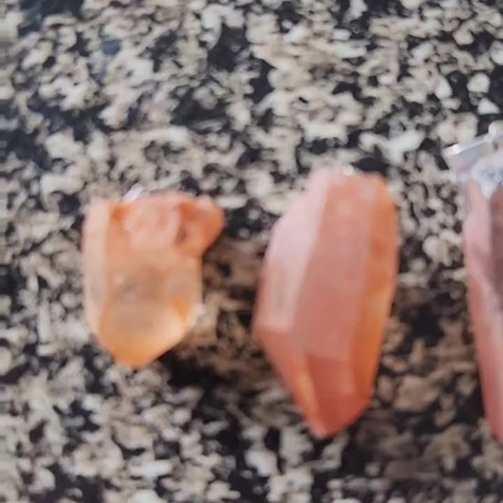 Beautiful Rare Raw Tangerine Quartz Crystal Pendent