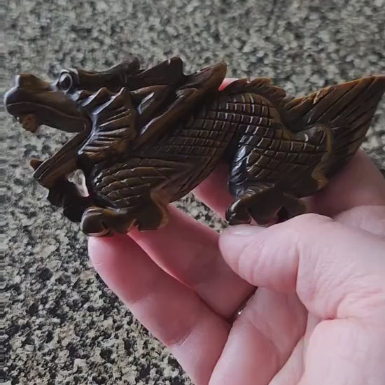 Crazy Cool Beautiful Juicy Tigers Eye Crystal Dragon Carving Year of the Dragon, Tiger Eye, DnD