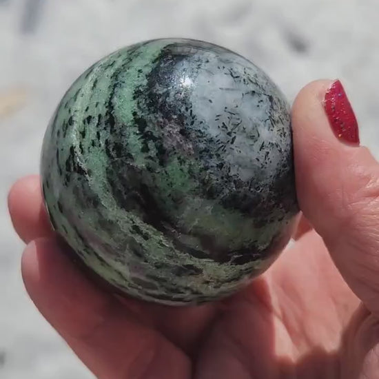 Ruby Zoisite Crystal Sphere, Anyolite