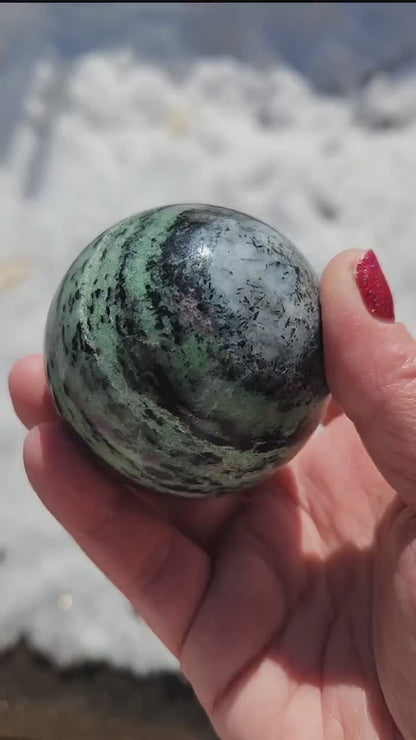 Ruby Zoisite Crystal Sphere, Anyolite