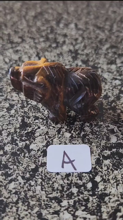 Carved Golden Tiger Eye Mini Bear, All Natural Crystal, One