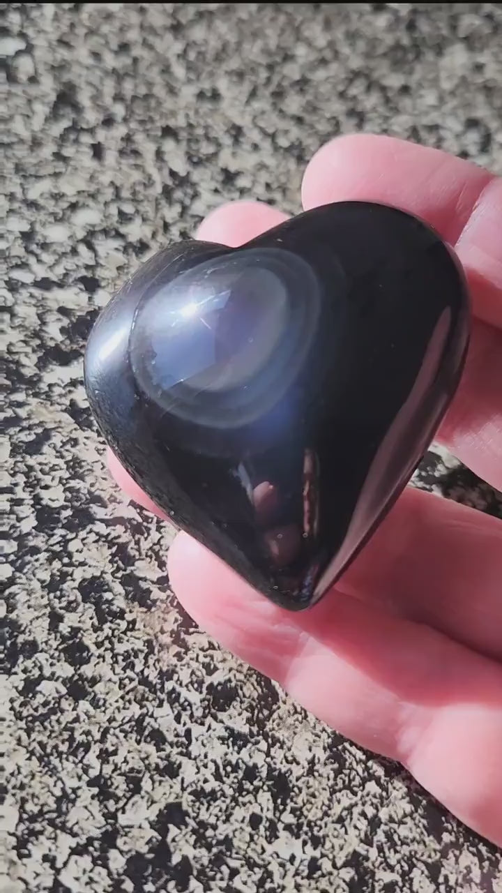 Rainbow Obsidian Crystal Thick Heart