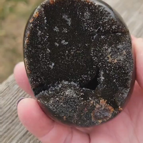 Beautiful AAA High Quality Septarian Dragon Rock Egg Crystal with stand
