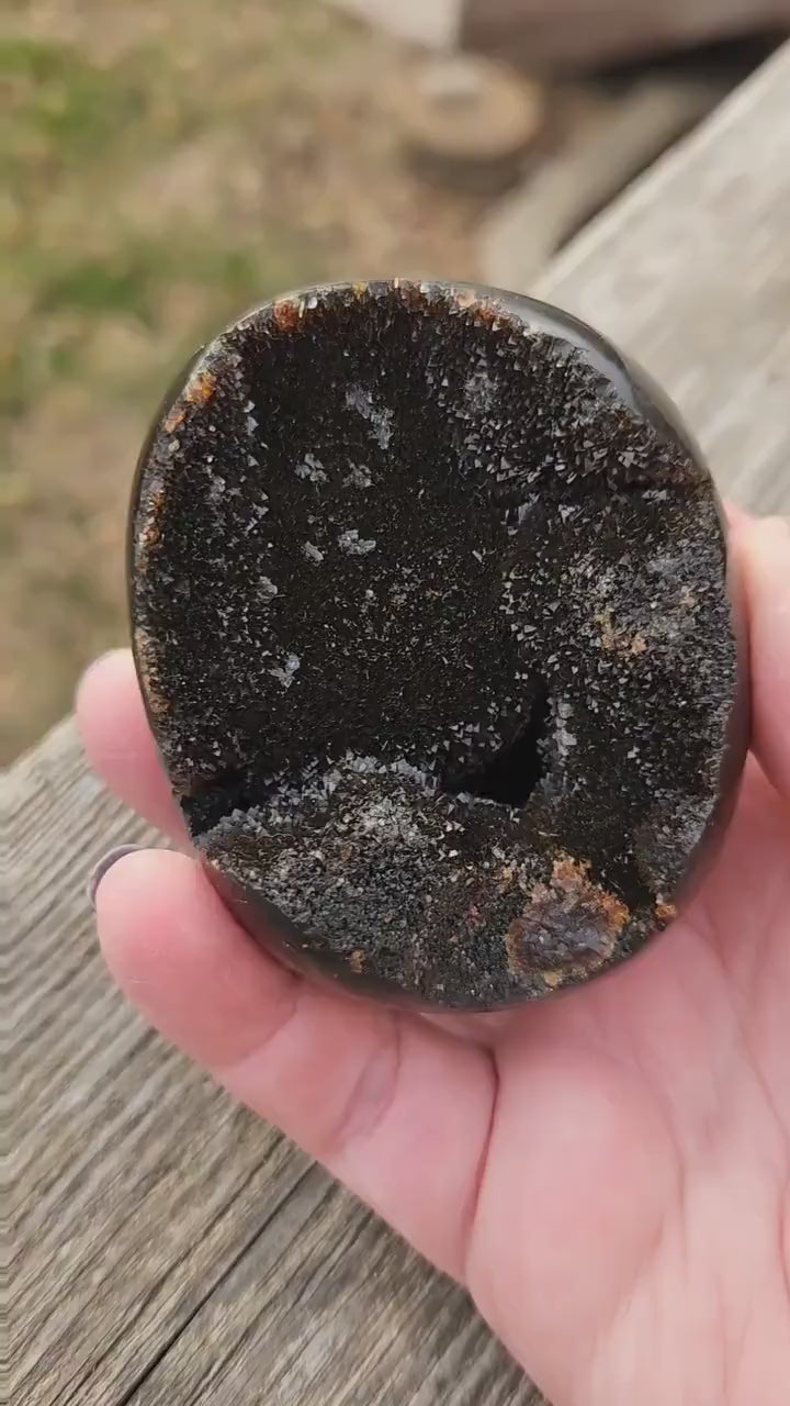 Beautiful AAA High Quality Septarian Dragon Rock Egg Crystal with stand