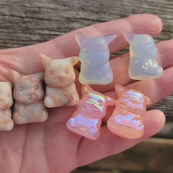 Mini Pokemon Pikachu: Pink Jasper, Opalite or Pink Opalite, One