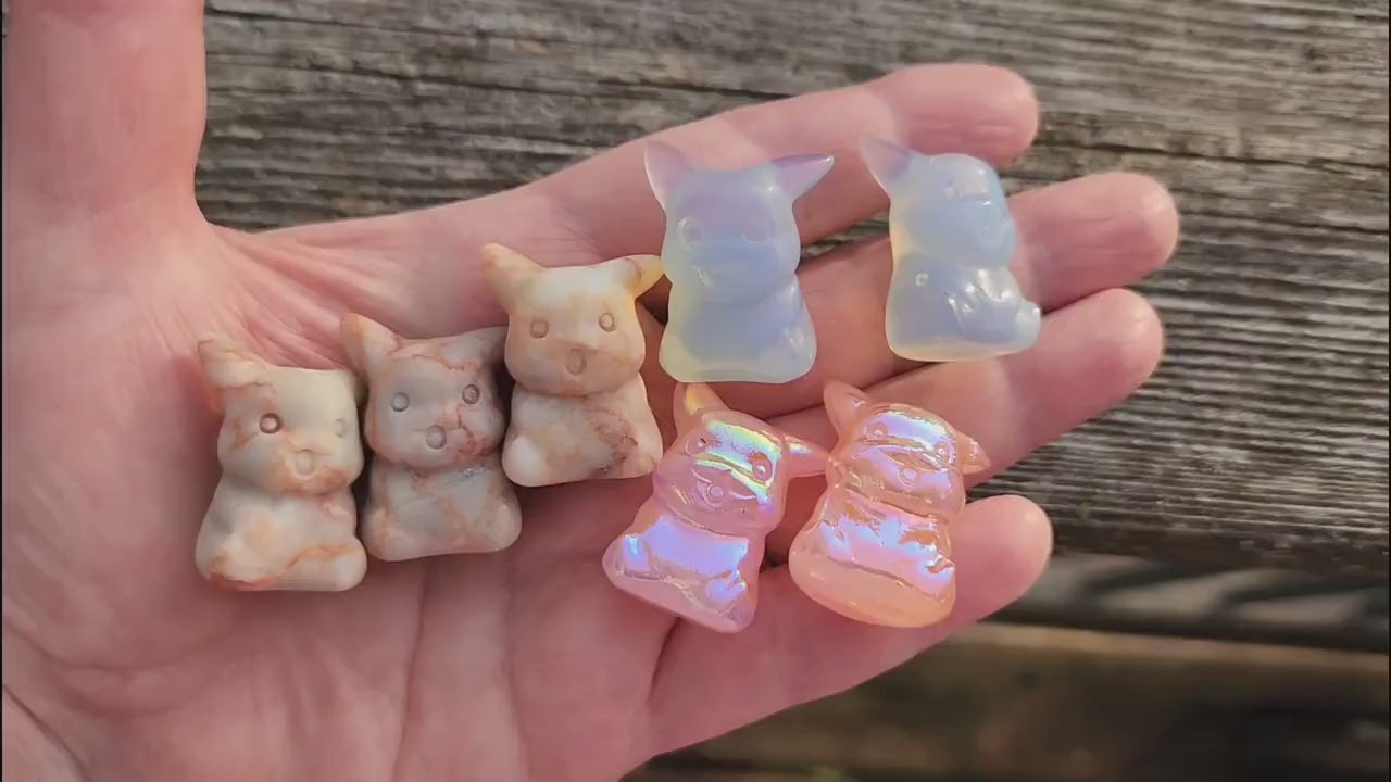 Mini Pokemon Pikachu: Pink Jasper, Opalite or Pink Opalite, One