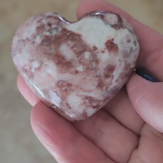 Gorgeous AAA Buttery High Polished Strawberry Onyx Crystal Heart with Druzy