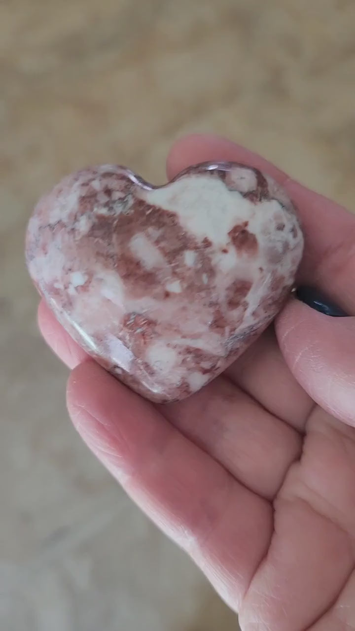 Gorgeous AAA Buttery High Polished Strawberry Onyx Crystal Heart with Druzy