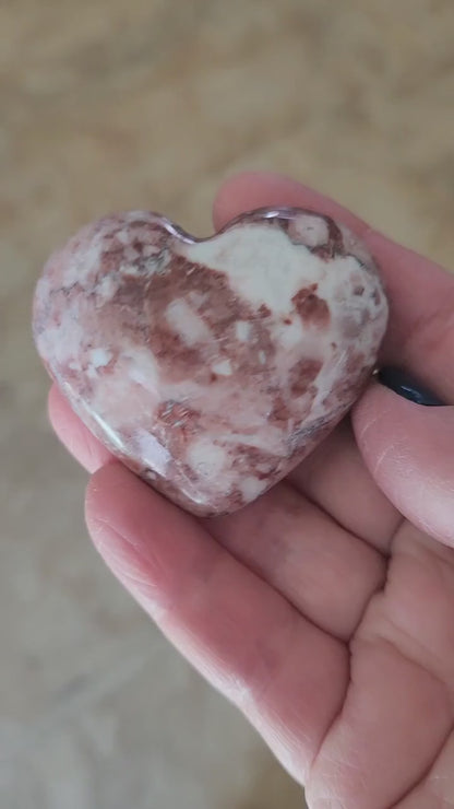 Gorgeous AAA Buttery High Polished Strawberry Onyx Crystal Heart with Druzy