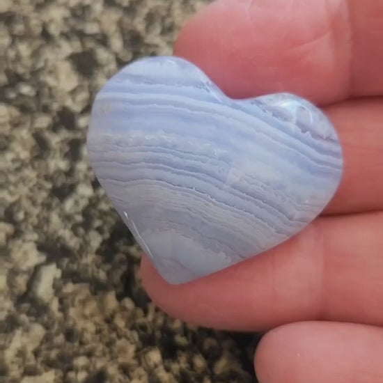 Gorgeous AAA Blue Lace Agate Crystal Stone Small Heart with Beautiful Banding