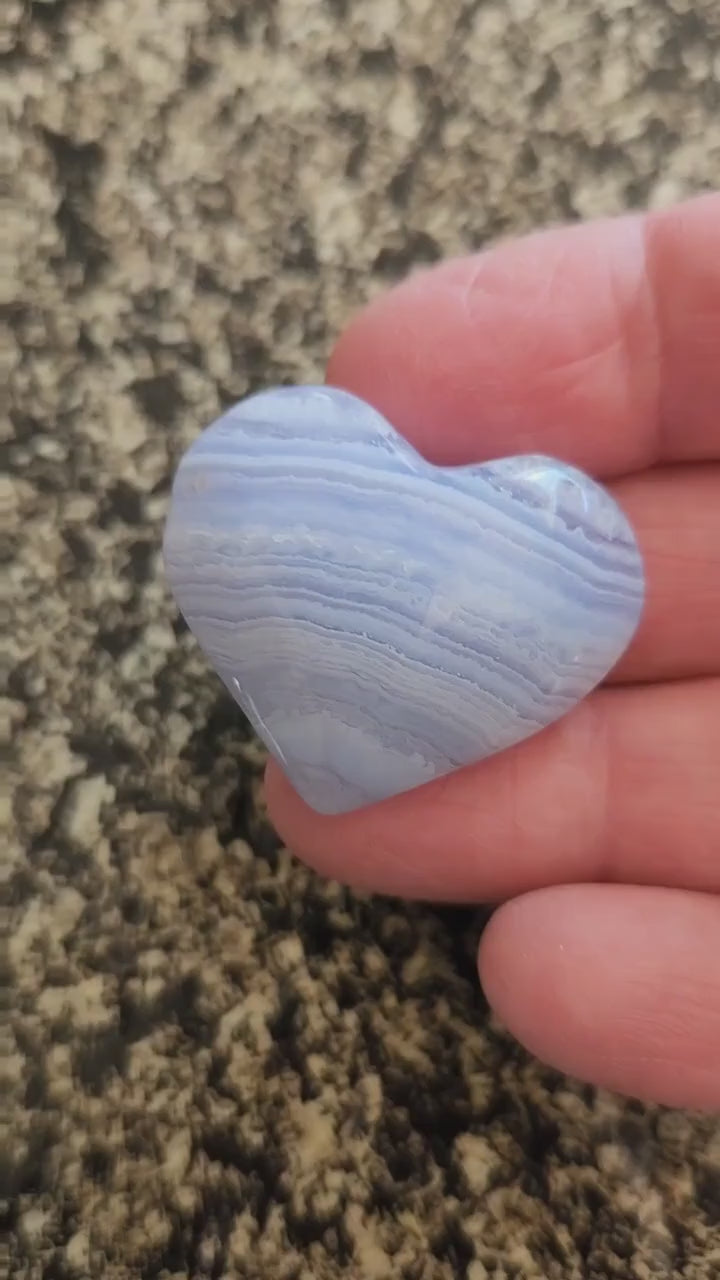 Gorgeous AAA Blue Lace Agate Crystal Stone Small Heart with Beautiful Banding