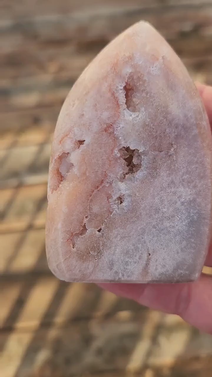 Gorgeous AAA Druzy Pink Amethyst Crystal Flame with Druzy pockets