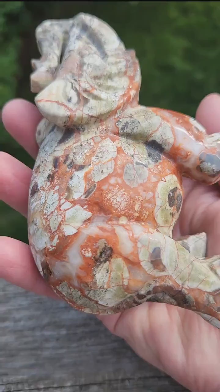 Carved Money Agate Elephant: High Polished Crystal Stone
