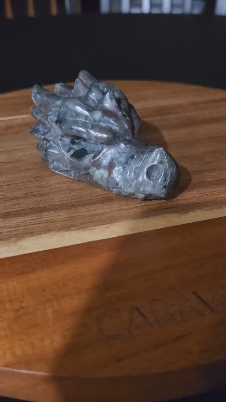 Beautiful AAA Yooperlite UV Reactive Unique Dragon Head Rock Crystal, Emberlite, DnD