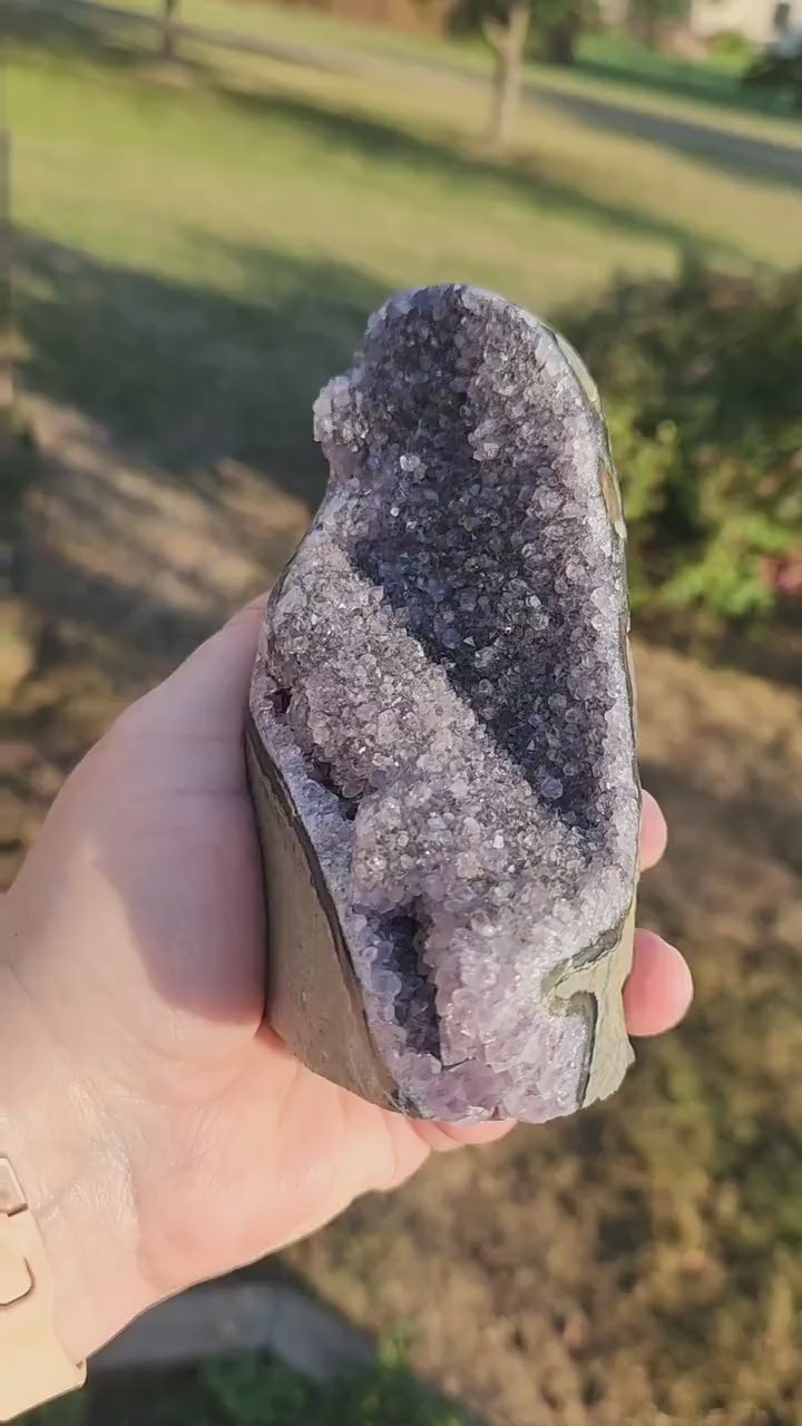 Beautiful Dark Purple Amethyst Crystal Druzy Free Form with Polished Edges