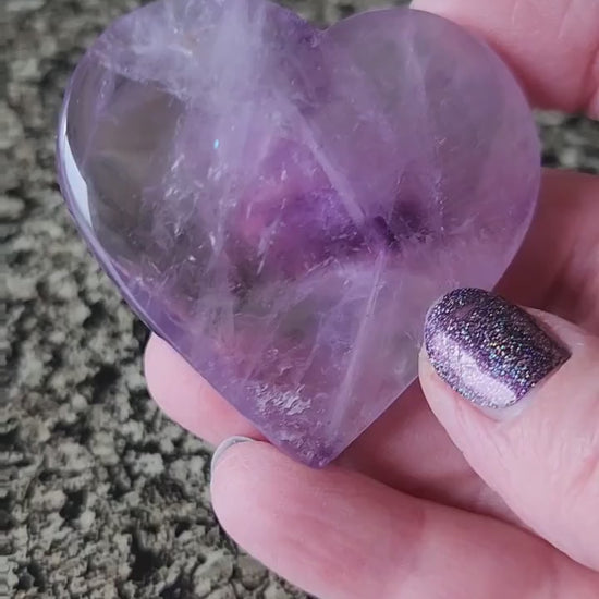 Gorgeous AAA Purple Amethyst Ametrine Crystal Carved Heart