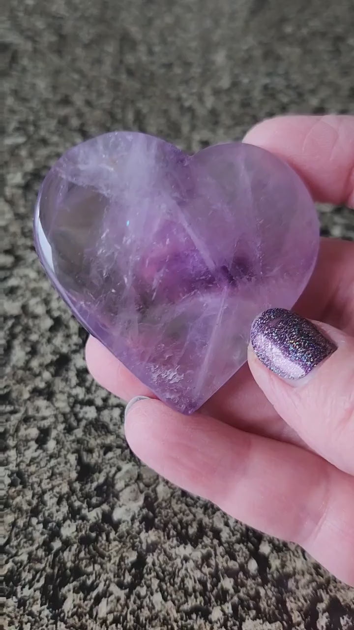 Gorgeous AAA Purple Amethyst Ametrine Crystal Carved Heart