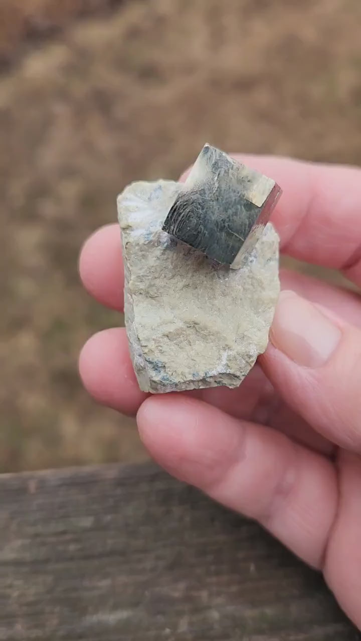 Beautiful Pyrite Cube Specimen in Matrix Self-Standing