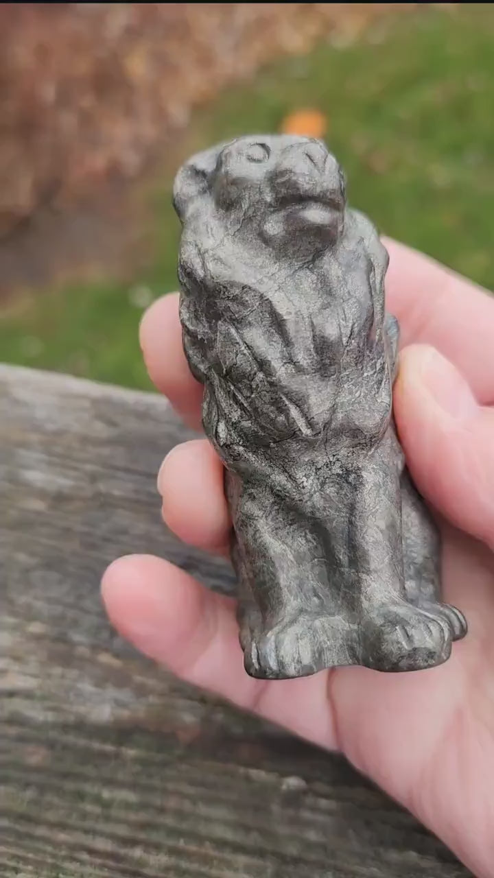 Regal Pyrite Lion Crystal Statue, Leo