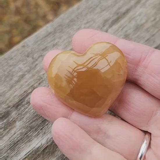 Gorgeous AAA Honey Calcite Small Crystal Heart, Brazilian