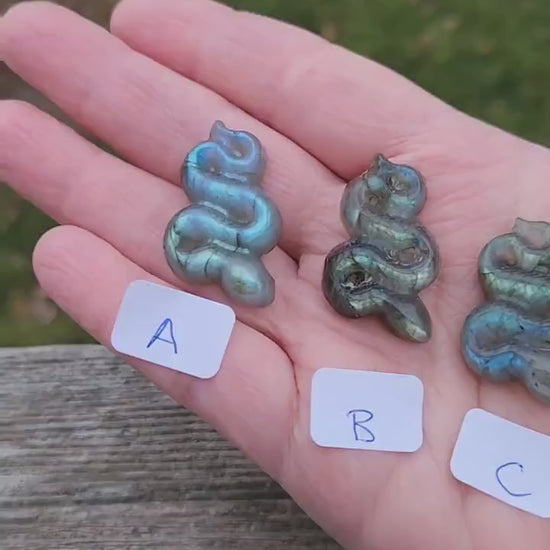 Carved Labradorite Snake: Crystal Carving, One