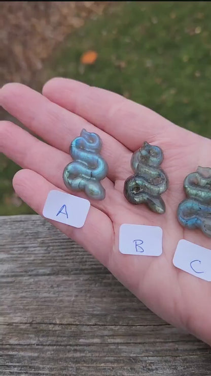 Carved Labradorite Snake: Crystal Carving, One