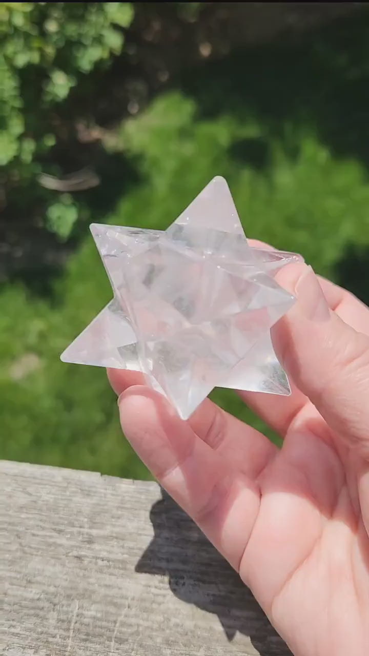 Clear Quartz Crystal Merkabah, Energy Work, Sacred Geometry, Merkaba, Star