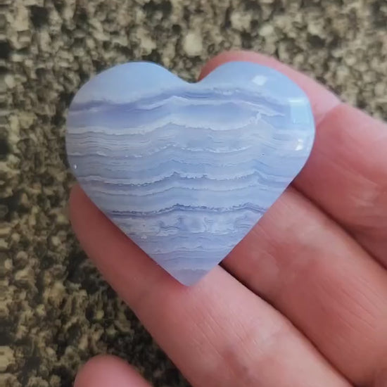 Gorgeous AAA Blue Lace Agate Crystal Stone Small to Medium Heart with Beautiful Banding