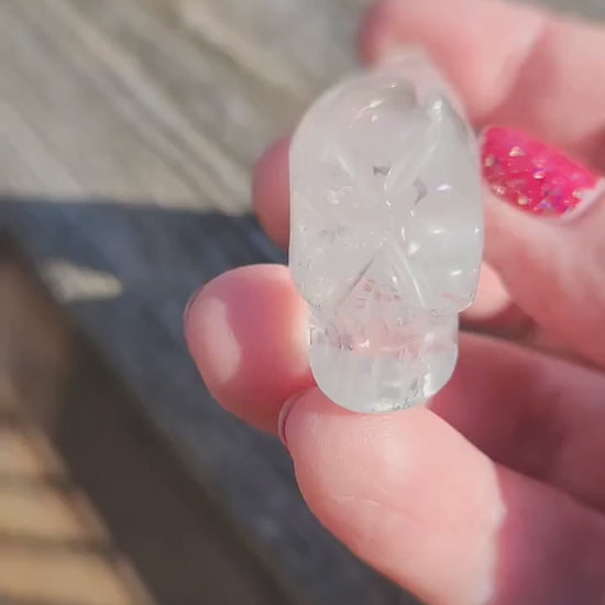 Unique AAA Clear Quartz Crystal Mini Skull, Alien, Alien Skull, Rare