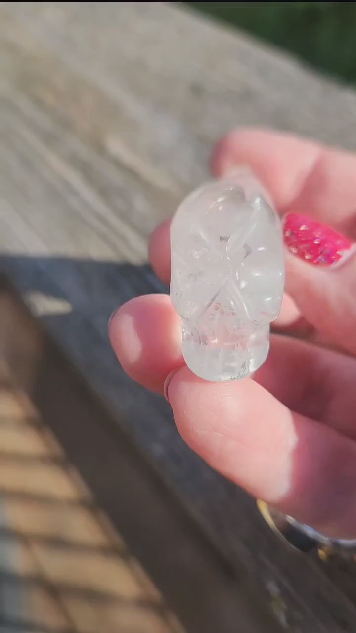 Unique AAA Clear Quartz Crystal Mini Skull, Alien, Alien Skull, Rare