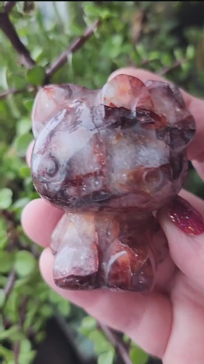 Carved Fire Quartz Hello Kitty Crystal Stone: Natural Healing Decor