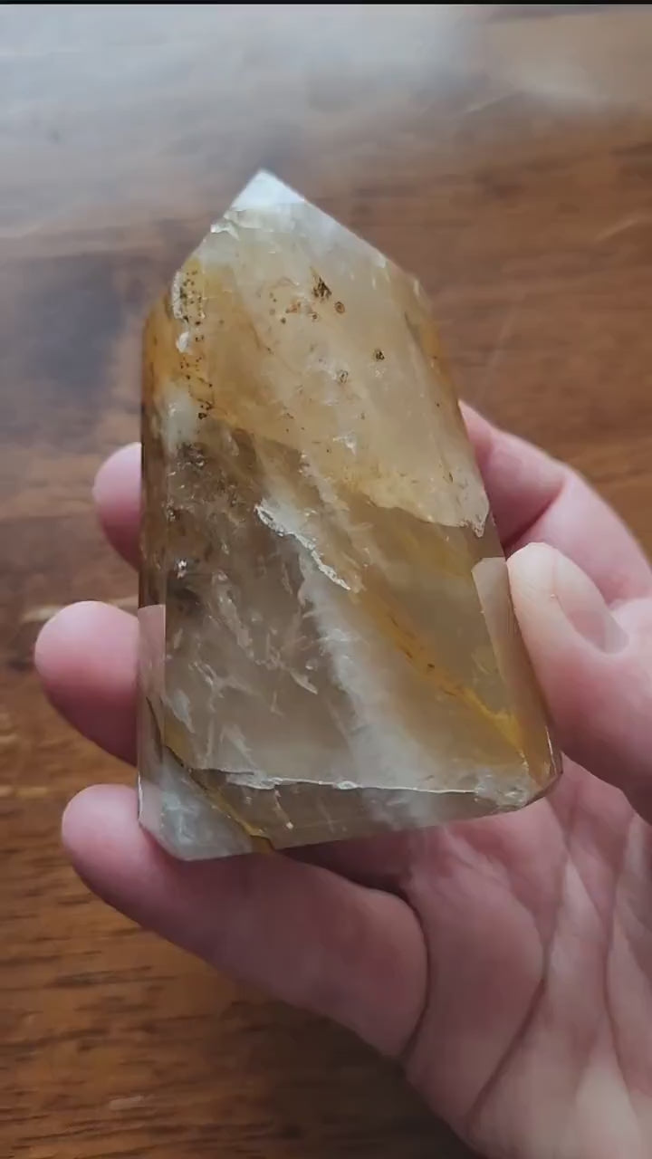 AAA Golden Healer Crystal Tower Point - Brazil Origin, Dendrite