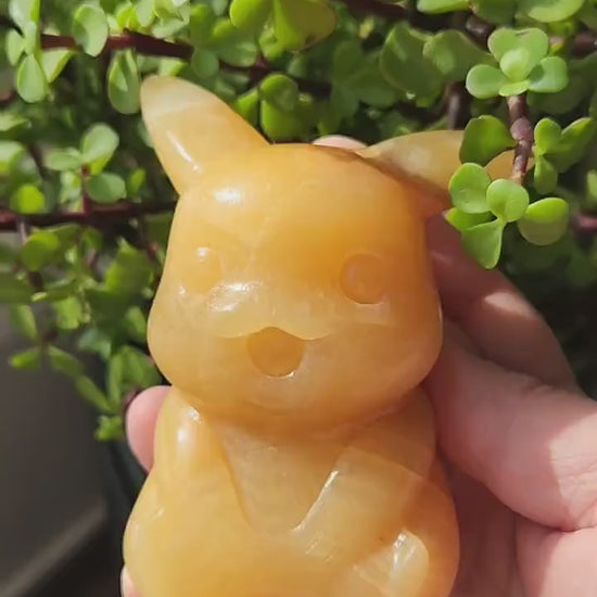 Super Cute BIG Yellow Calcite Pikachu Natural Stone Crystal Pokemon