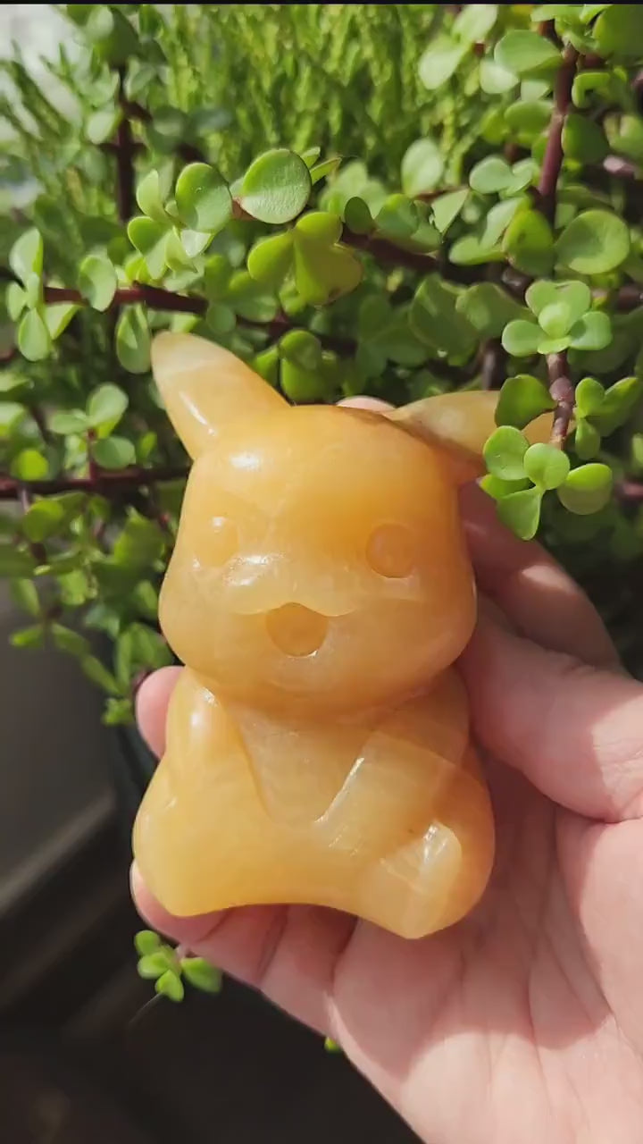 Super Cute BIG Yellow Calcite Pikachu Natural Stone Crystal Pokemon