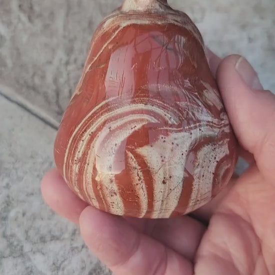 Red and White Jasper Pumpkin Polished Crystal, Fall Decoration, Gourd