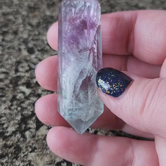 Gorgeous AAA Green & Purple Fluorite Crystal DT, Double Terminated Point