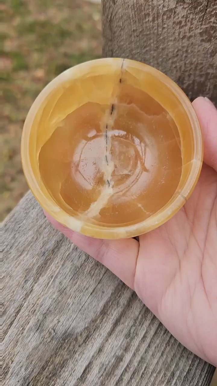 Gorgeous AAA Honey Calcite Small Crystal Bowl