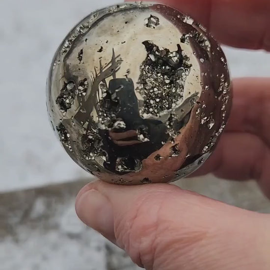 Beautiful AAA Pyrite Sphere Natural Stone Crystal with Druzy Pockets and Caves