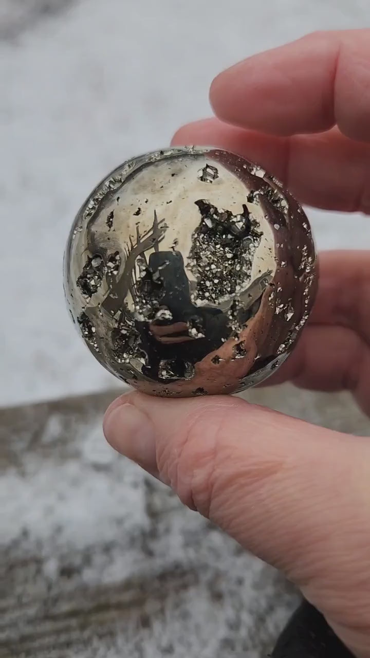 Beautiful AAA Pyrite Sphere Natural Stone Crystal with Druzy Pockets and Caves