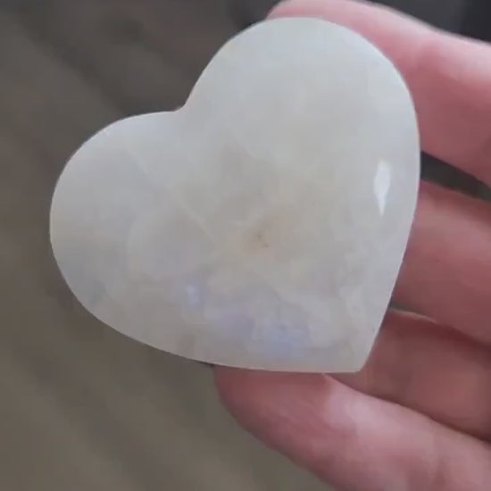 Moonstone Crystal Heart with Blue Flash