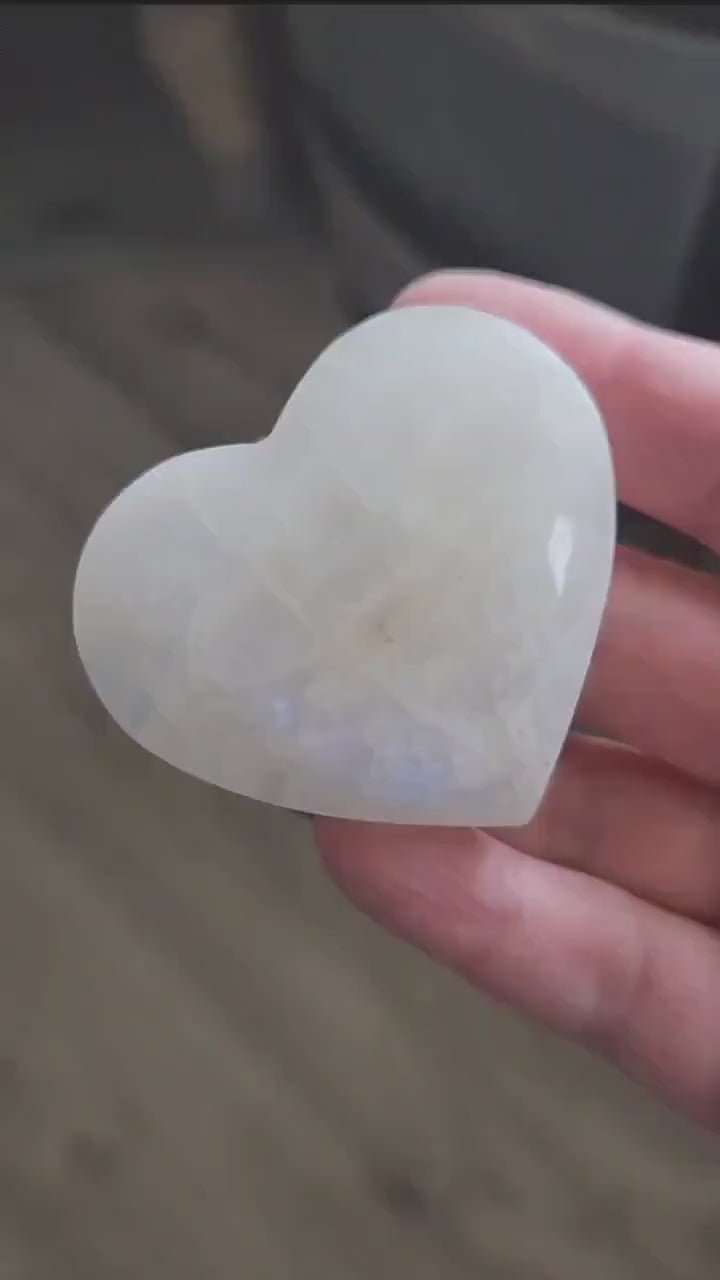 Moonstone Crystal Heart with Blue Flash