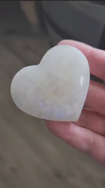 Moonstone Crystal Heart with Blue Flash
