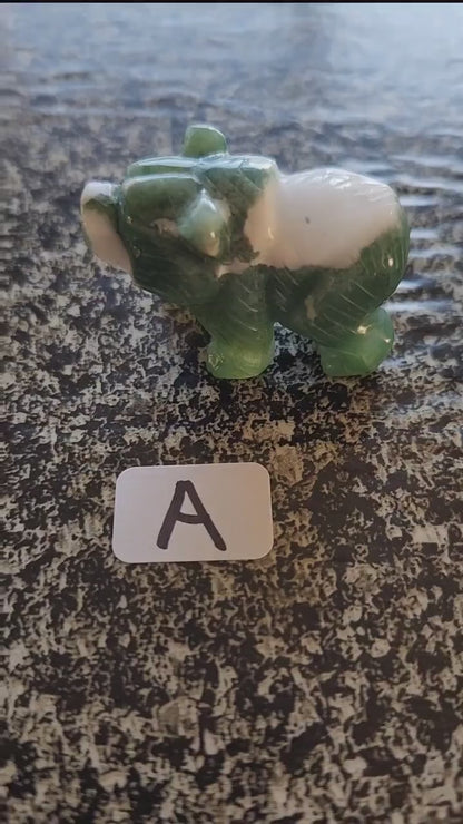 Carved Moss Agate Mini Bear, All Natural Crystal, One