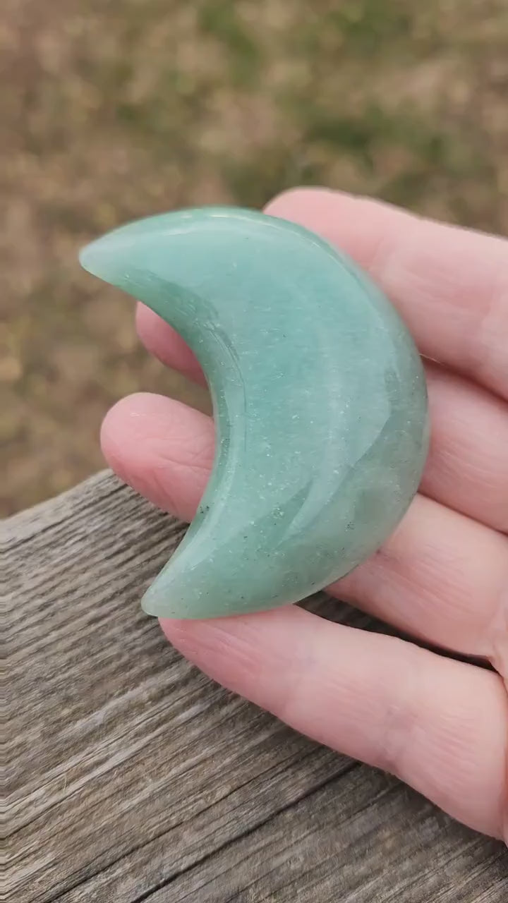 Beautiful AAA Buttery Smooth High Quality Green Aventurine Crystal Moon