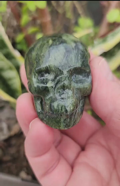 Dark Green Jade Crystal Skull