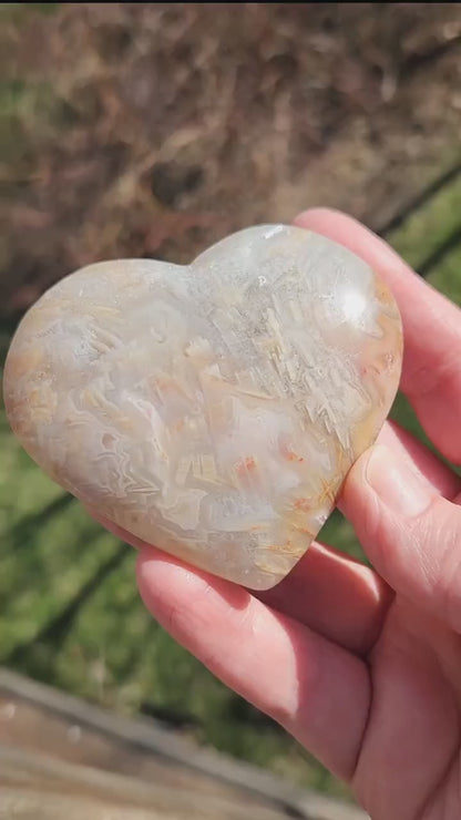 High Polished Bahia Jasper Crystal Heart, Hand Sized