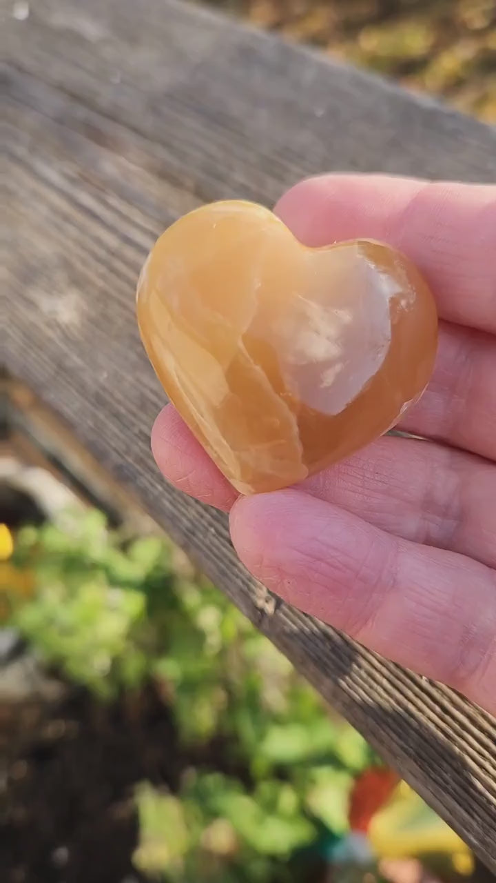 Gorgeous AAA Honey Calcite Small Crystal Heart