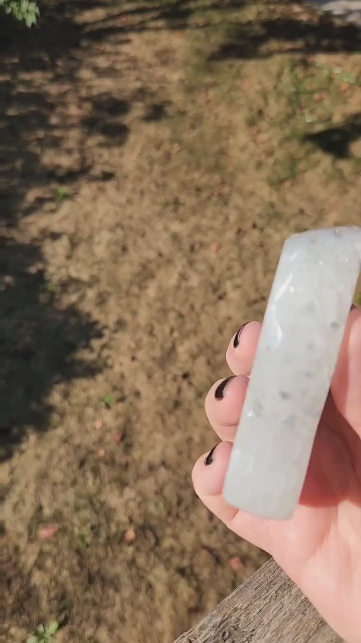 Stunningly AAA White & Silver Gray Banded Thick Slab Cut Druzy Agate Butterfly with stand Druzy goes all the way through, Portal