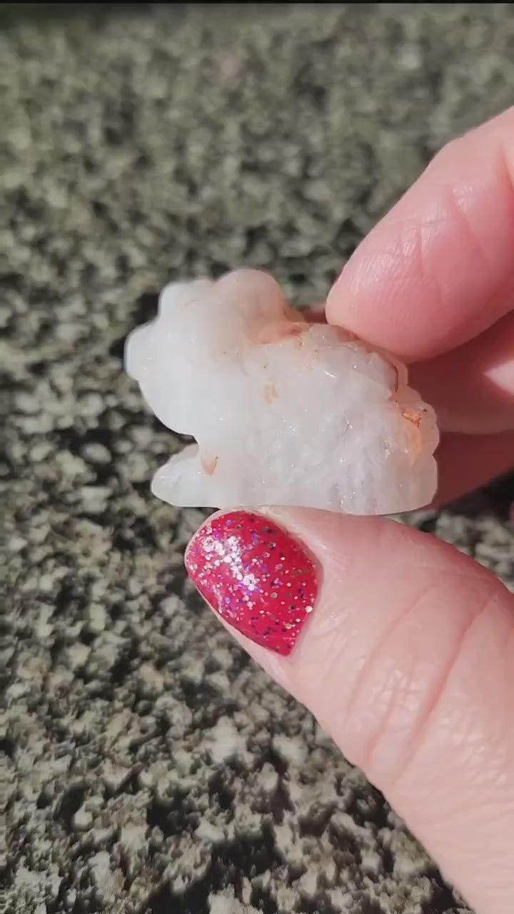 Pocket Sized Fire Quartz Crystal Money Toad All Natural, Extra Small