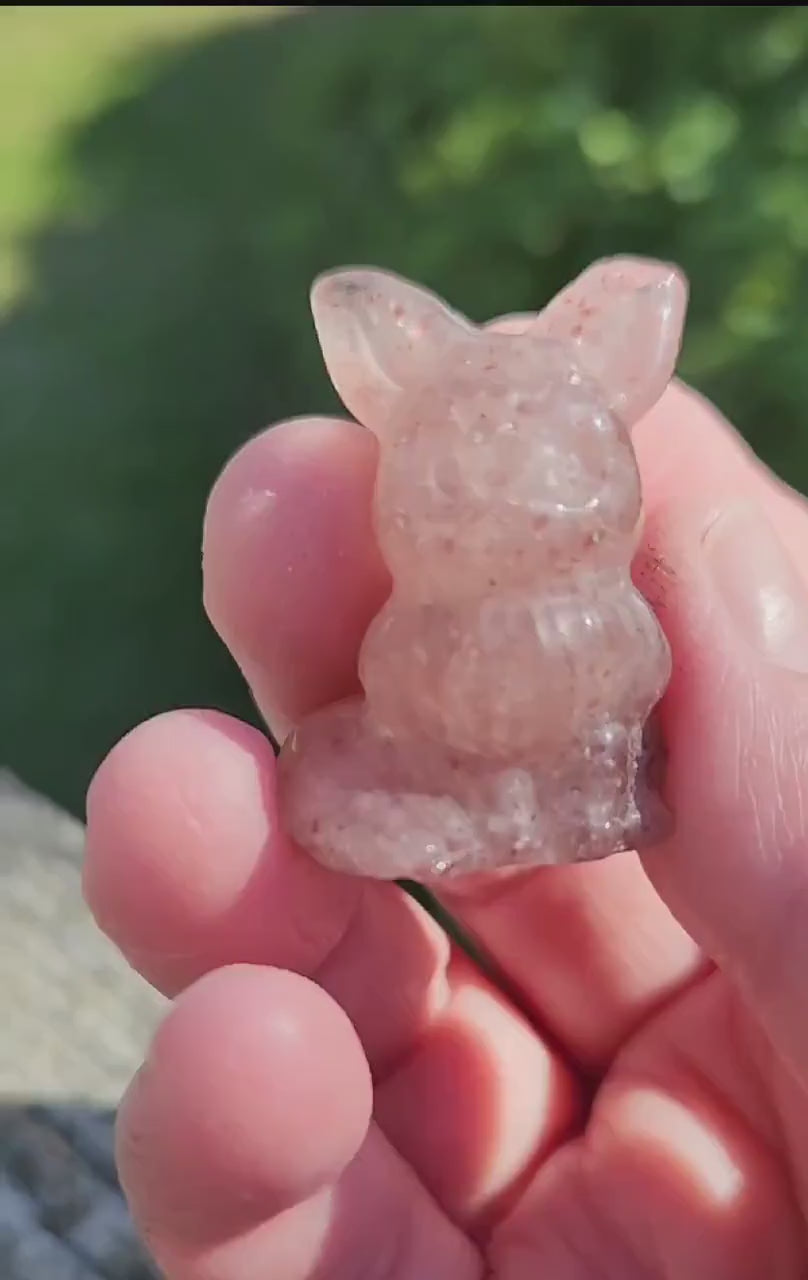 Eevee Strawberry Quartz Carving, Pokémon Crystal, Small